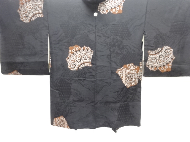 JAPANESE ANTIQUE HAORI / TAISHO ROMAN STYLE / URUSHI / WOVEN SARASA